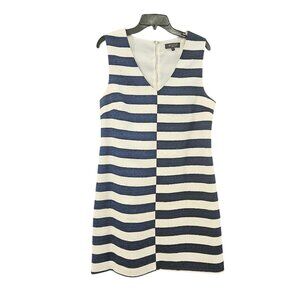 Beulah Style Sleeveless Alternating Striped Lined V Neck Sheath Dress Size Large